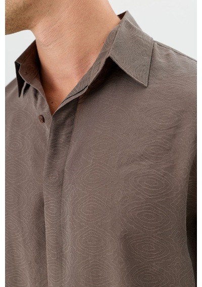Antioch Modal Karışımlı Crop Fit Erkek Gömlek Kahve