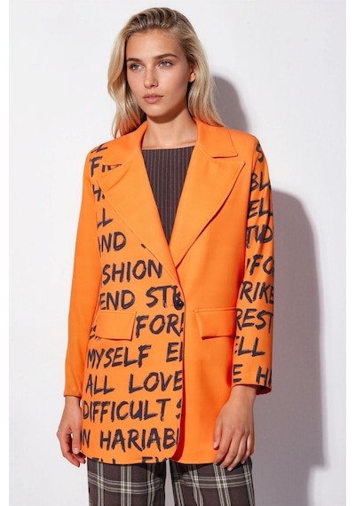 Hiccup Msn Oversize Krep Blazer Ceket Parlak Turuncu