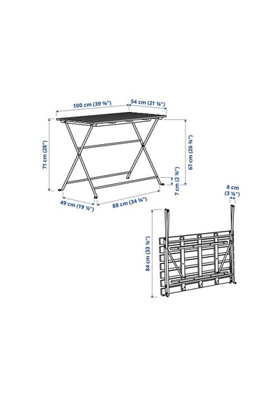Ikea Tärnö Katlanabilir Masa, Siyah-kahverengi, 100x54 Cm