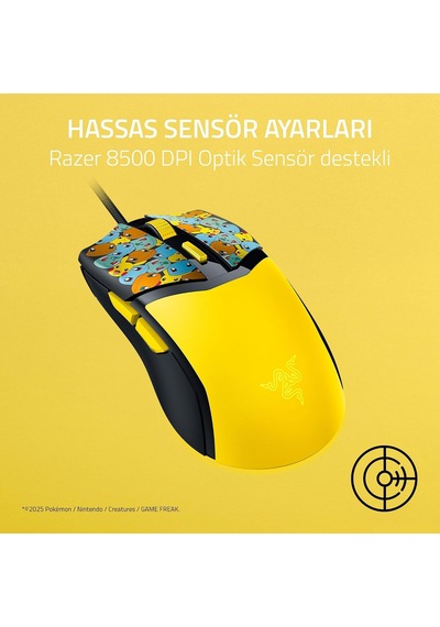 Cobra Pokémon Edition - Hafif Kablolu Oyun Faresi - 8500 Dpı Sensör - 58g - Optik Fare Anahtarları 3th Nesil - Degrade Alttan Parıltılı Chroma Aydınlatma - Speedflex Kablo Pokémon Kanto
