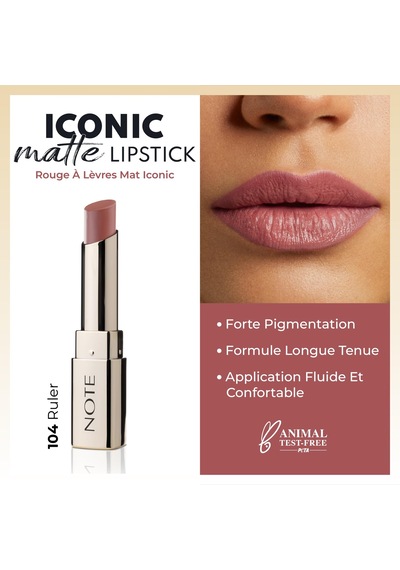 Note Cosmetics Iconic Matte Lipstick 104 Ruler Kalıcı Mat Ruj, Pembe 00