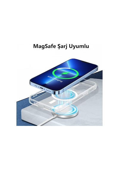 Apple Uyumlu iPhone 15 Pro Max Kılıf Magsafe Özellikli Darbe Emici Şeffaf