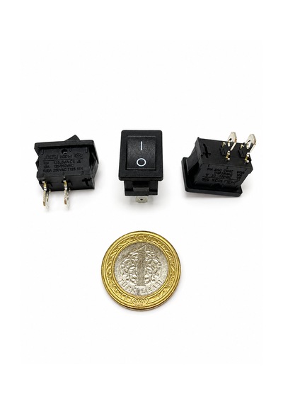 Kare Işıksız On/off Anahtar Switch 2 Pin 15x21 Mm Siyah Anahtar 50 Adet 6A-250V