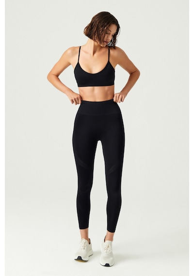 Los Ojos X Melodi Siyah Yüksek Bel Seamless Spor Tayt Adorn Siyah
