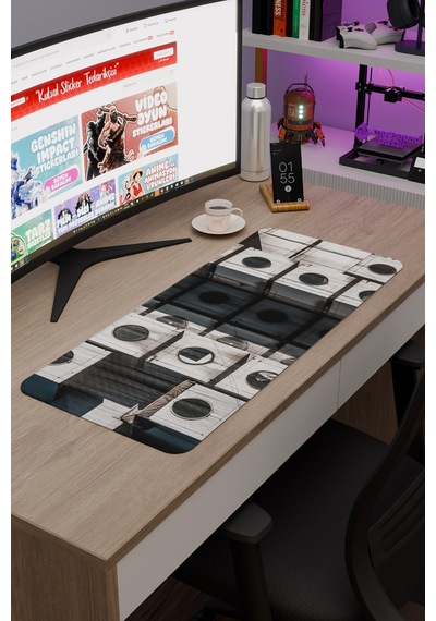 Brütalist Tarz Kaymaz Dikişli Kauçuk Oyuncu Mousepad V1 - 70x30 Xl Gaming Mouse Pad Fare Altlığı
