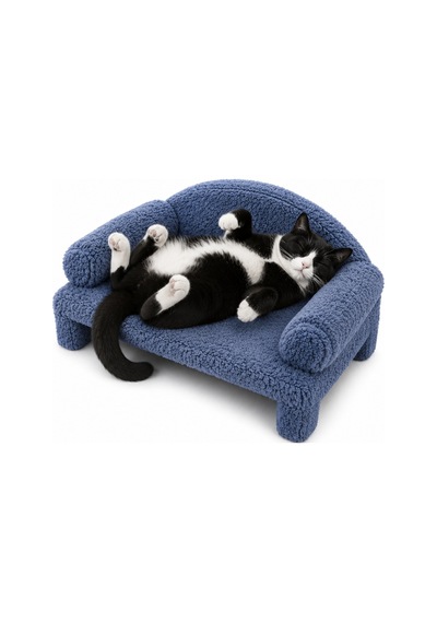 Reyo Pet Peluş Kedi Koltuğu Kedi Kanepesi Kedi Yatağı Evcil Hayvan Dinlenme Koltuğu Rahat Kedi Sofa Yatağı 45 x 33 x 25 CM Lacivert