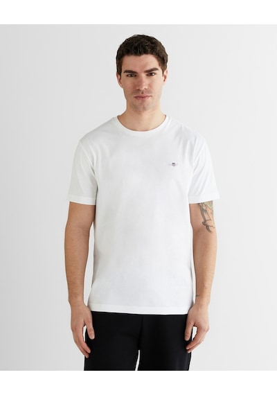 Gant Erkek Bisiklet Yaka Logolu T-shirt Beyaz