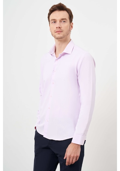 Morven Erkek Pudra Şamre Desenli Slim Fit Gömlek Pudra