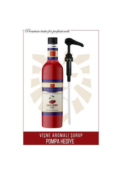 Simonelli Kahve ve Kokteyl Şurubu Vişne Aromalı 700 ML + Pompa