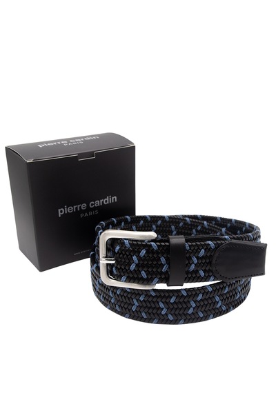 Pierre Cardin Premium Örgü Deri Kemer En 3,5 Cm Pc-1713 Siyah - Mavi