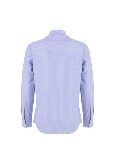 Fabrika Maydos 603 Koyu Mavi Erkek Alttan Britli Çizgili Slim Fit Gömlek