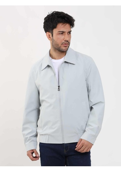 Dufy Gri Erkek Regular Fit Düz Klasik Yaka Bomber Mont - 104404-Gri