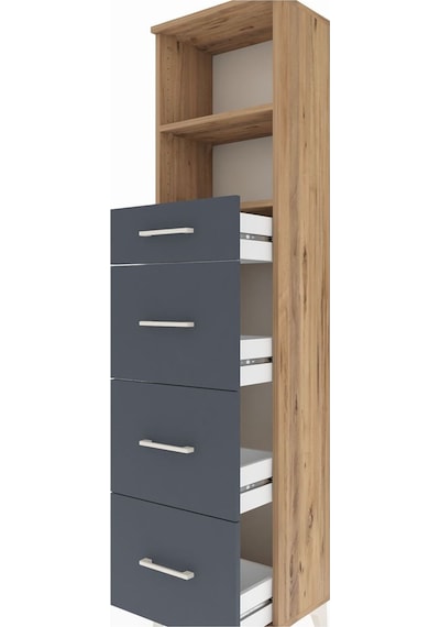 Arges Dolap 2 Raflı 4 Çekmeceli 44x30x182 Çam-antrasit Atlas Çam