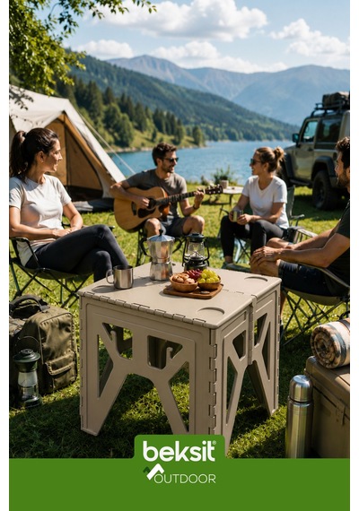 Outdoor Herkül D Katlanır Masa Bej Bej