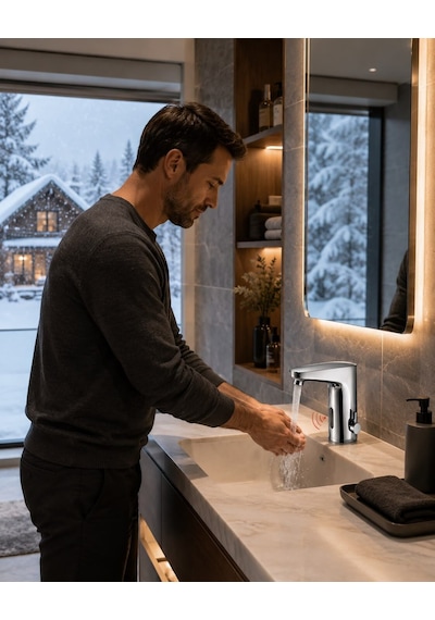 Stilla Çift Su Fotoselli Krom Lavabo Bataryası Acar 01.02.206 Altın