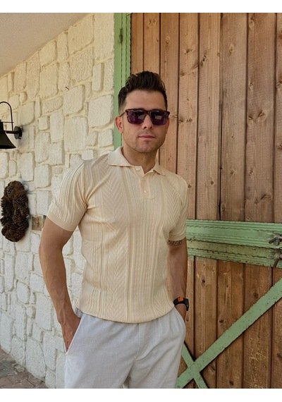 Erkek Polo Yaka Tişört Bej Bej