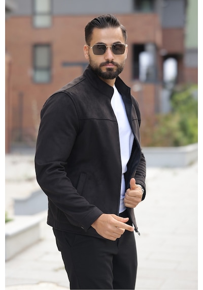 Basic Baharlık Süet Ceket - Sade Ve Şık Stil Siyah Süet