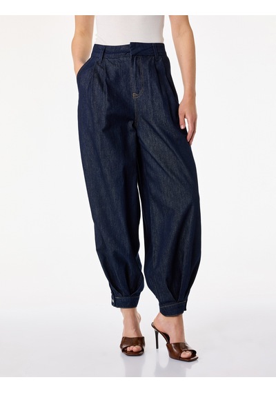 Koton Pamuklu Rahat Kalıp Stoperli Paça Düğmeli Cepli Denim Pantolon Koyu İndigo 7wal40131md Indigo