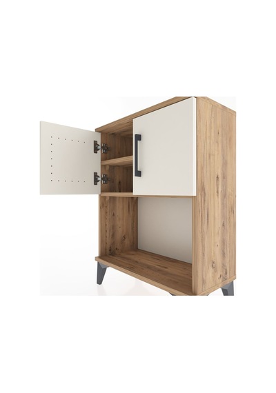 Arges Komodin 2 Raflı 2 Çekmeceli 2 Kapaklı 60x30x80 Çam-aytaşı Çam
