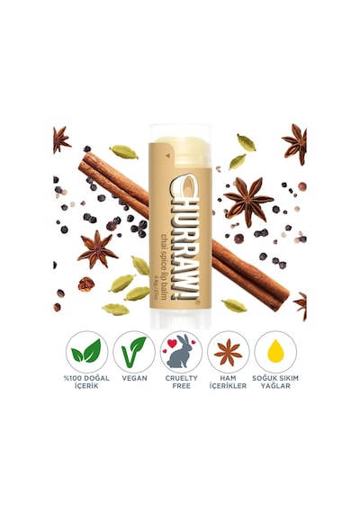 Hurraw Baharat Çaylı Nemlendirici Dudak Balmı 4.8g