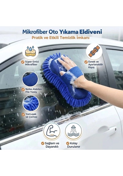 Mikrofiber Oto Yıkama Eldiveni Kalın Süngerli Araç Temizleme Bezi, Araba Yıkama Eldiveni Bx40
