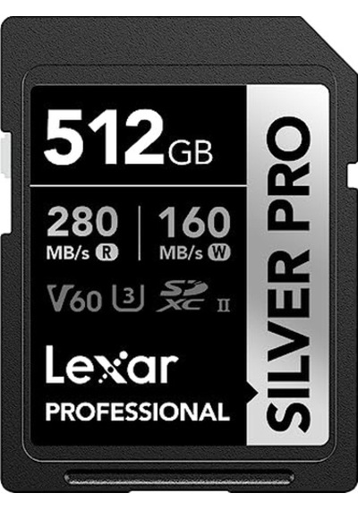 Lexar Sılver Pro Sd Kart 512 Gb, Uhs-ıı Sd Bellek Kartı, V60, U3, C10, 280 Mb/s'ye Kadar Okuma, 160 Mb/s Yazma, Dslr/kamera/fotoğrafçılar/videografçılar/meraklılar İçin Sdxc Kart Lsdsıpr512g-bnnaa