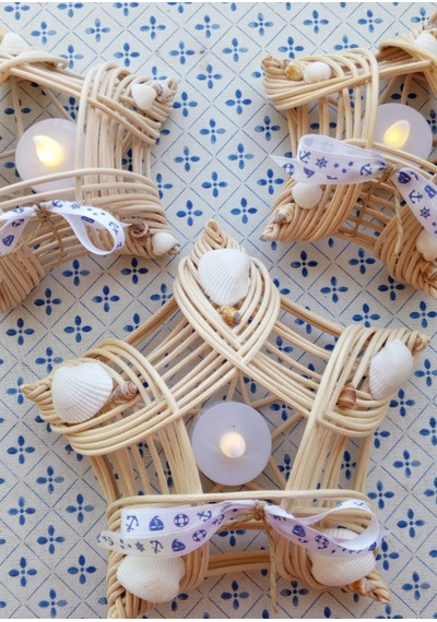 Yıldız Marin Mumluk Bambu 3'lü Set Tealight Bej