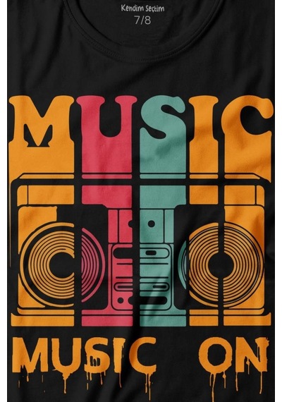 Kendim Seçtim Müzik Music On Kaset Teyp Baskılı Tişört Çocuk T-shirt 001