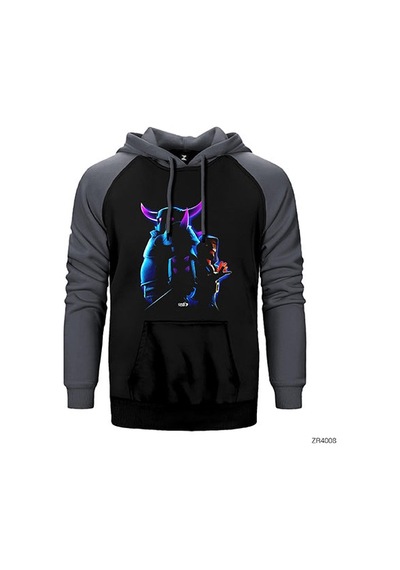 Clash Of Clans Büyücü Ve Pekka Gri Renk Reglan Kol Sweatshirt / Hoodie