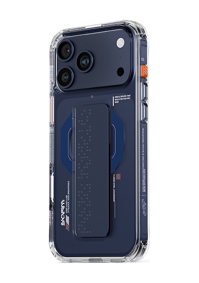 Apple Uyumlu iPhone 17 Pro Max  Kılıf Skinarma M-safe Özellikli Airbag Tasarımlı Standlı Haxa Kapak Mavi Mavi
