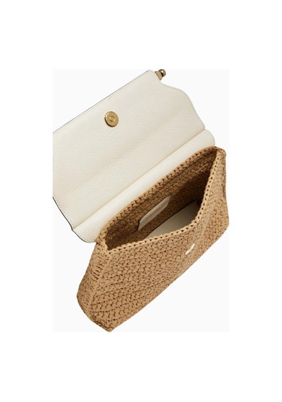 Strathberry Stylist Crossbody Raffia Ve Vanilya Dana Deri Lüks Çanta, Günlük Ve Gece Kullanım Omuz Çantası Krem