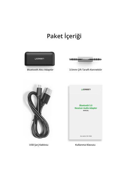 Ugreen Bluetooth 5.0 Ses Alıcı Adaptör, 70303