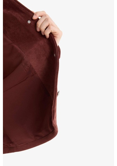Defacto Regular Fit Polo Yaka Süet Mont F2815ax25wnbr444 Bordo