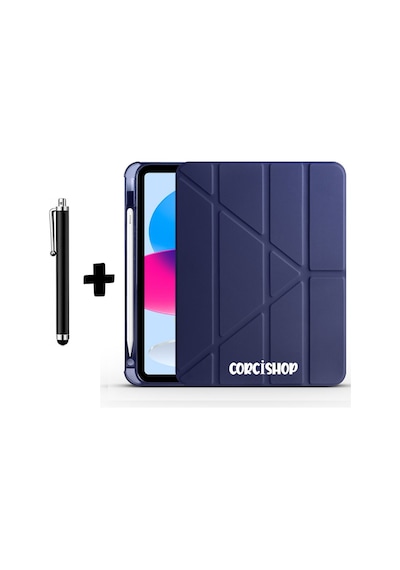 Apple İpad Air 5.nesil 10.9 2022 Kılıf Kalem Bölmeli Farklı Stand Arkası Yumuşak Silikon + Kalem Arka Kapak
