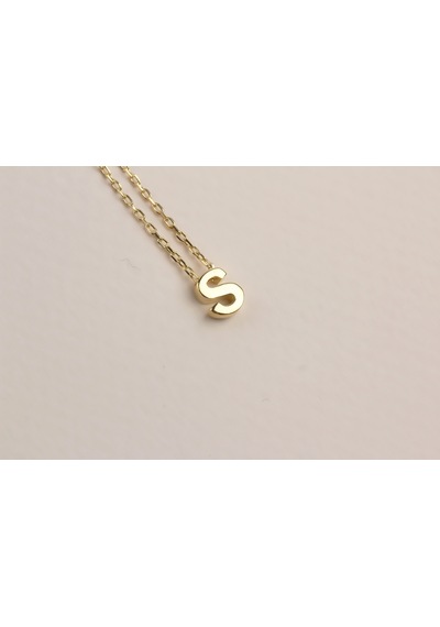 Glorria Gümüş 3 Boyutlu Minimalist S Harfi Kolye Sarı