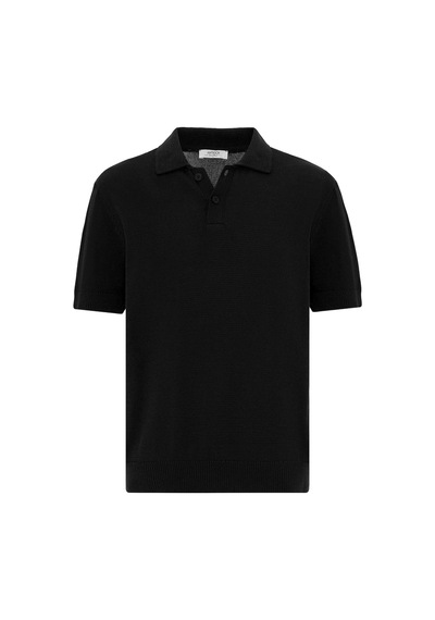 Antioch 100% Pamuk Polo Yaka Triko T-shirt Siyah