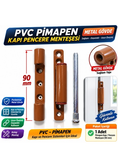 Pvc Pimapen Kapı Pencere Menteşesi 9 Cm Metal 90 Mm Kahverengi 1 Adet