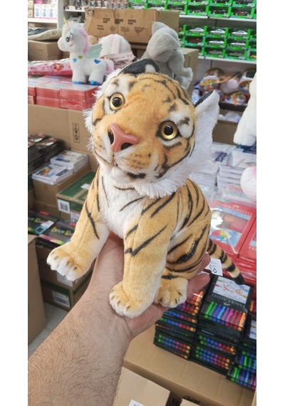 Oyuncak Peluş Uyku Arkadaşı Realistik Oturan Yavru Kaplan Peluş Oyuncak 30 Cm