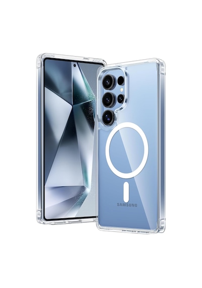 Samsung Galaxy S25 Ultra Uyumlu Kılıf Wireless Şarj Özellikli Magsafe Şeffaf Telefon Kılıfı Kapak