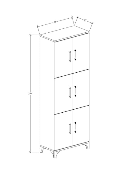 Buzkan Mobilya % 100 Mdf lam Çok Amaçlı 6 Kapaklı Dolap Genişlik 71 cm 6 kapak Frenli