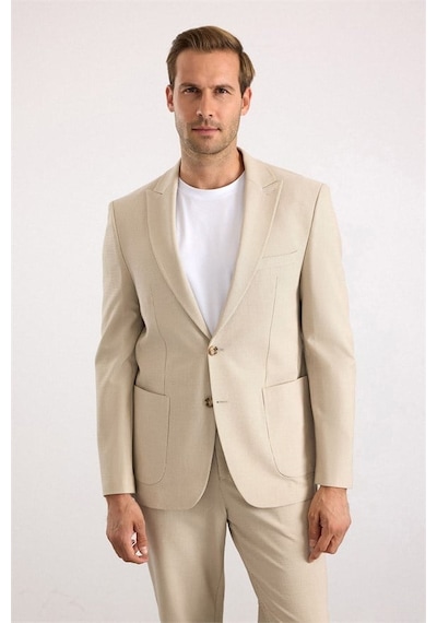 Süvari Bej Slim Mono Yaka Düz Armürlü Torba Cep 6 Drop Takım Elbise Tk1006900396-bj3 Süvari Bej Slim Mono Yaka Düz Armürlü Torba Cep 6 Drop Takım Elbise Tk1006900396-bj3