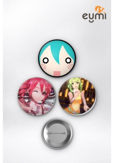 Vocaloid Sanal Divalar Miku Teto Gumı Çanta Süsü Rozet İğneli Buton Rozet Seti 58 Mm 3'lü Çok Renkli