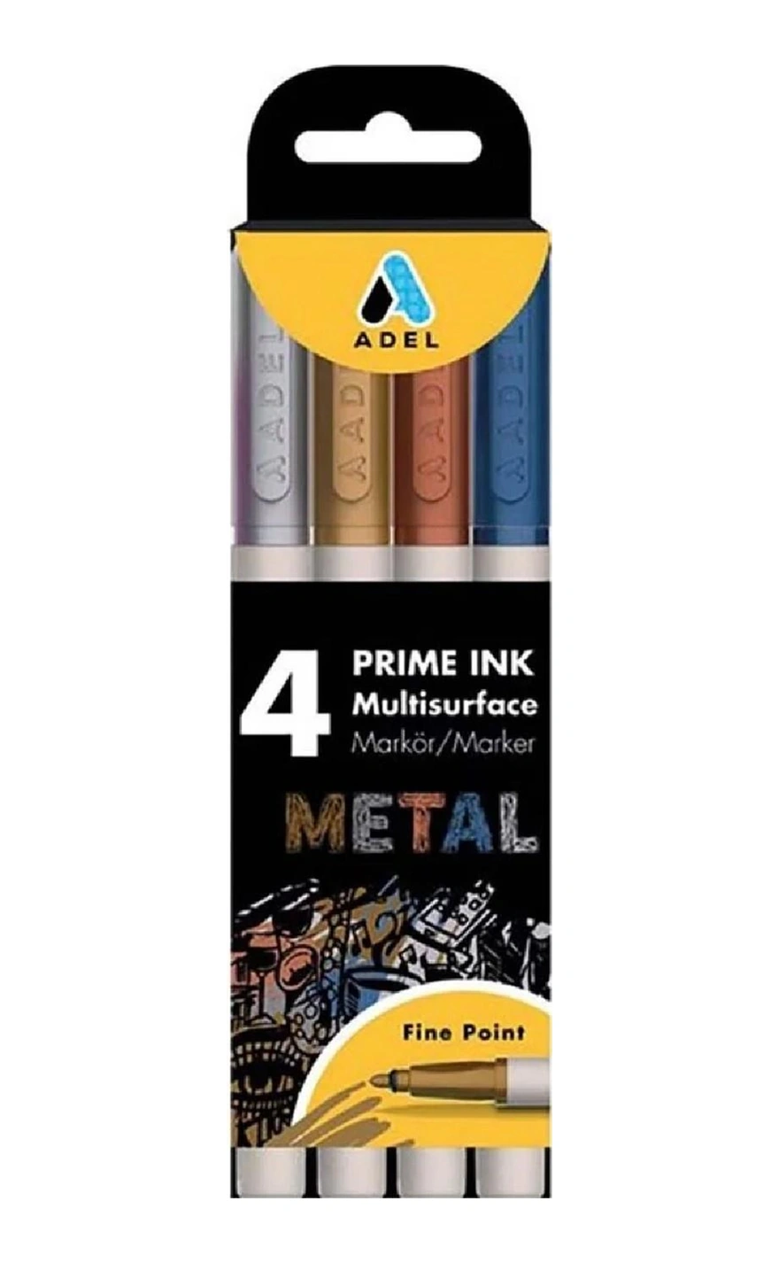 Adel Prime Ink Multisurface Metalik Marker 4 Lü Çok Renkli