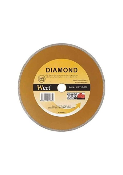 Wert W 2710/115 Seramik/fayans Elmas Testere, Turuncu/gri, 115mm, Sarı