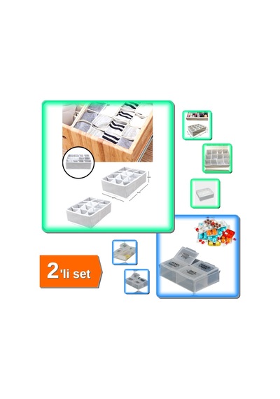 Pratik 12 Bölmeli Çekmece Düzenleyici + 4 Bölmeli İlaç Kutusu Günlük - 2li Set E8j9j7 Belirtilmemiş