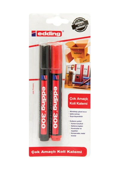 Edding 2'li Koli Kalemi Permanent Siyah+kırmızı
