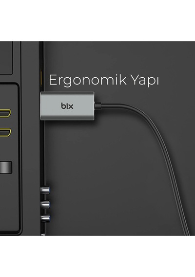 Bx02hb Usb-c To 4k 30hz Hdmı Kablo 1.8 Metre Windows Mac Android Uyumlu Hdcp Destekli Gri Standart