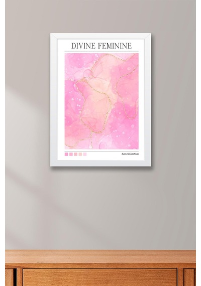 Divine Feminine Çerçeveli Tablo İlahi Dişilik Pembe Sarı Aura Enerji Renkleri