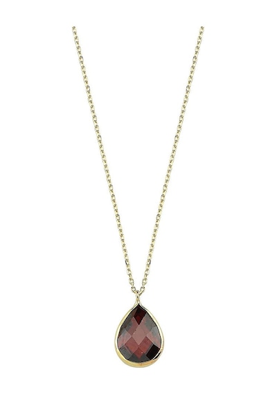 Altın Zincir Kolye Bordo Taşlı 14 Ayar 1.10 Gram