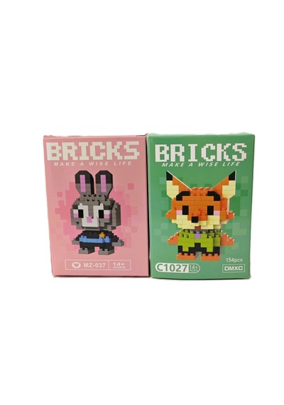 2'li Set Sevimli Karakaterler 3d Mini Yapı Blokları Zootopia Judy Hoops Rabbit Ve Nick Wild 2'li Set Sevimli Karakaterler 3d Mini Yapı Blokları Zootopia Judy Hoops Rabbit Ve Nick Wild